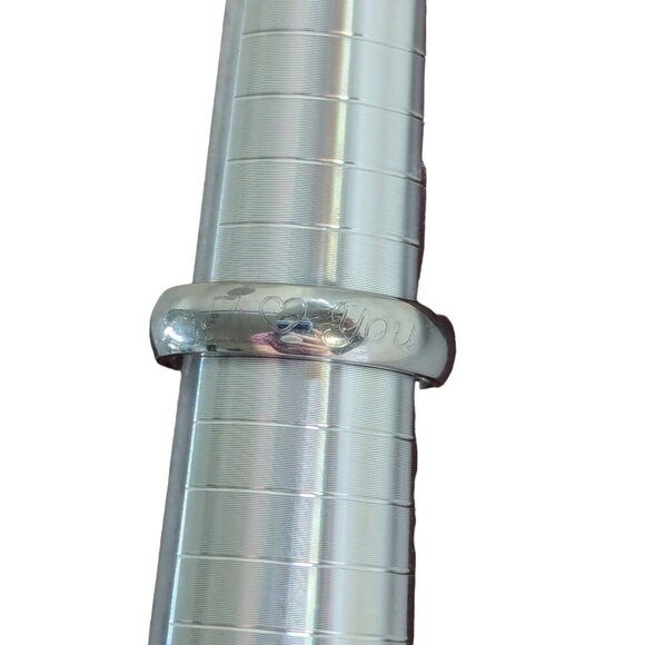 Silver "I Heart You" Engraved Ring Band Size 8 - Picture 4 of 6